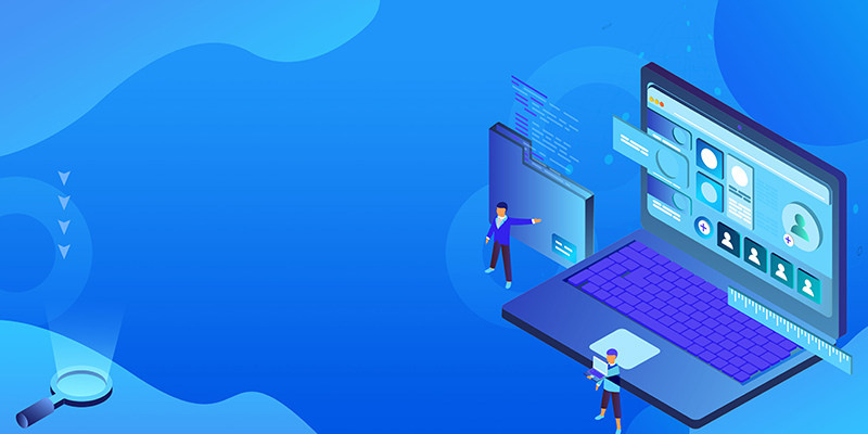 蓝色科技扁平手绘计算机培训电脑编程背景