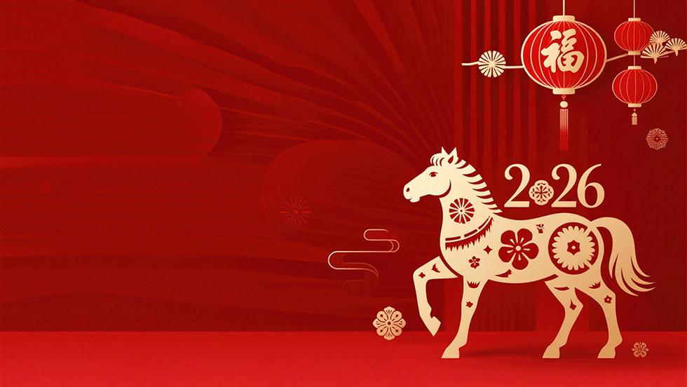 马年红色剪纸生肖马喜庆春节背景