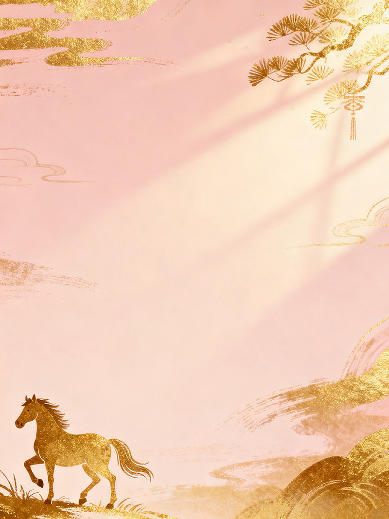 金色剪纸2026马年春节背景