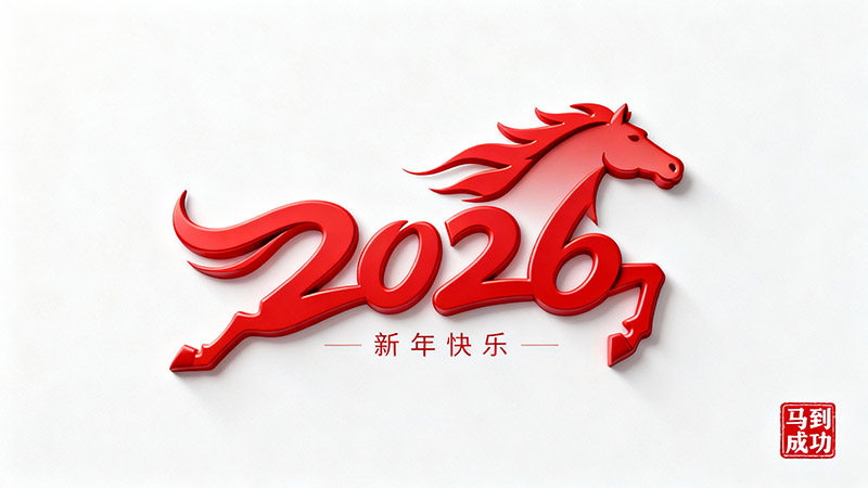 马年logo红色立体风格
