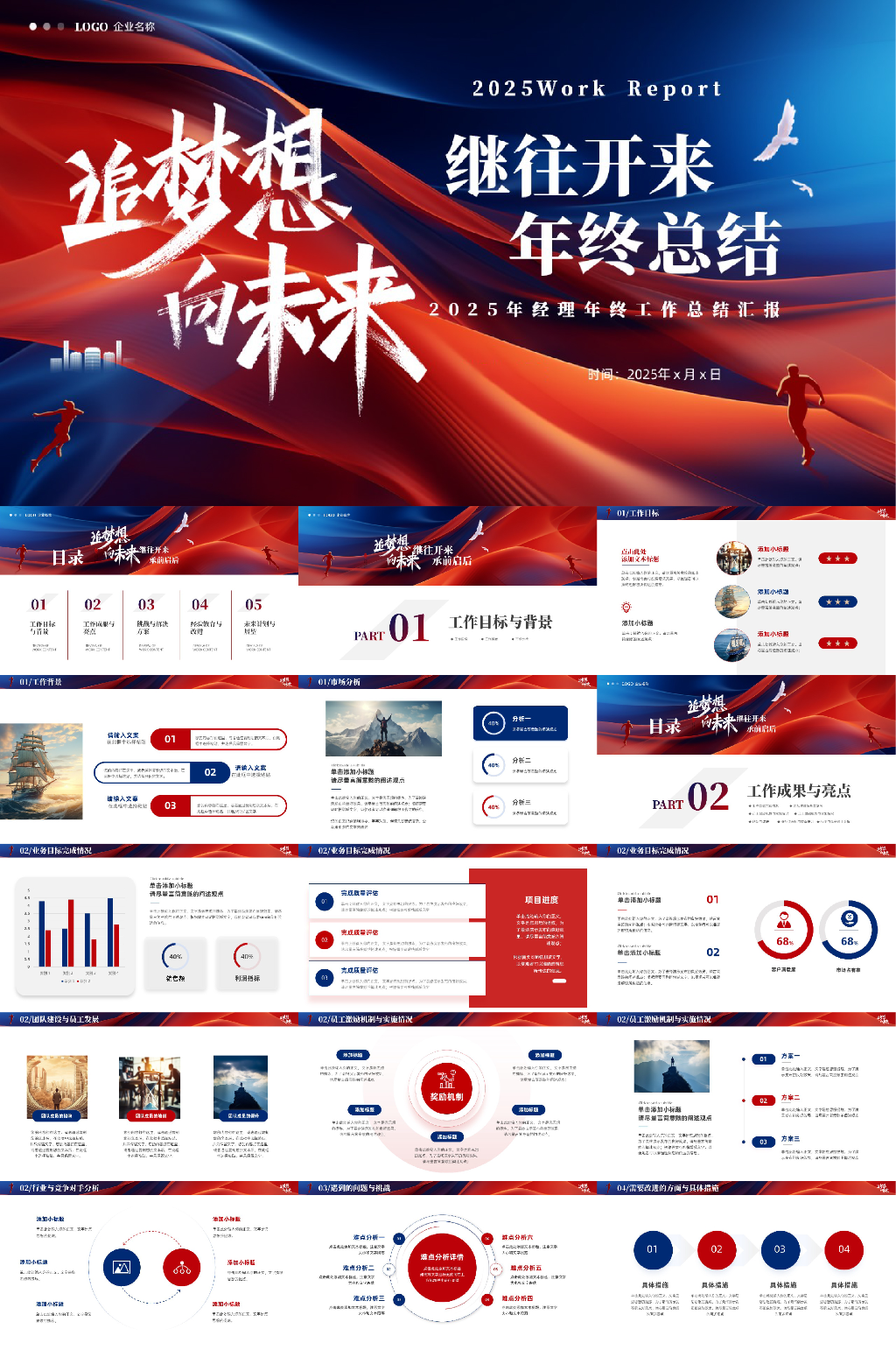 2025年企业年终工作总结PPT模版