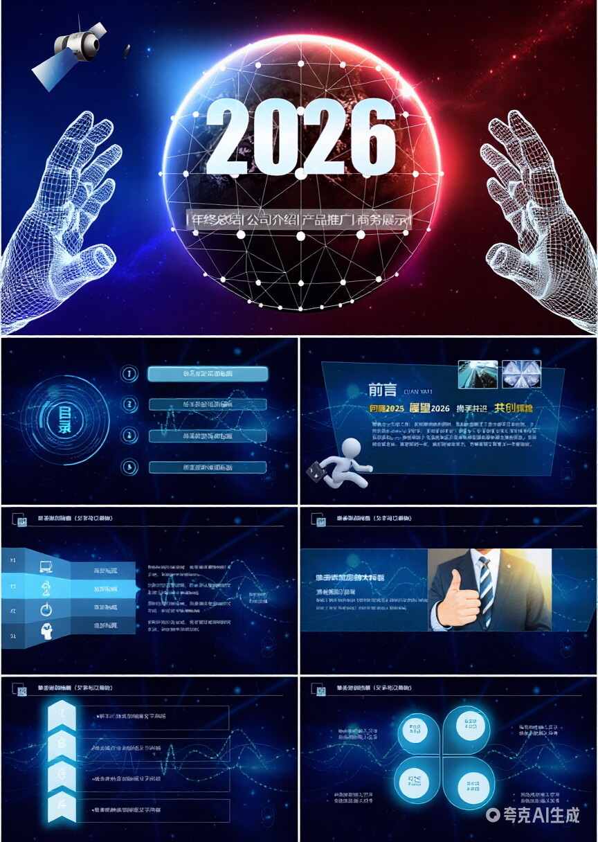 商务科技风互联网年终总结新年计划工作汇报PPT模板