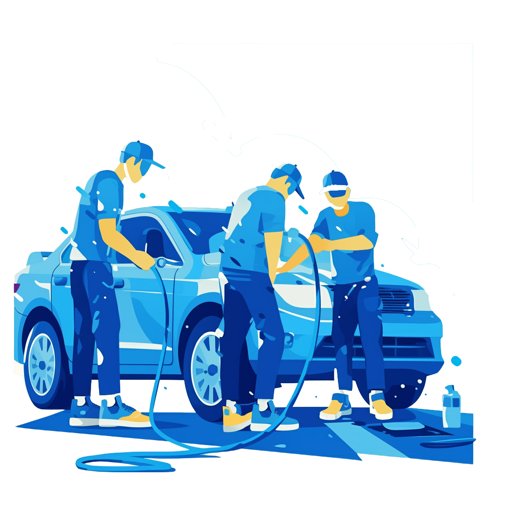多个人物工作人员洗车免抠元素