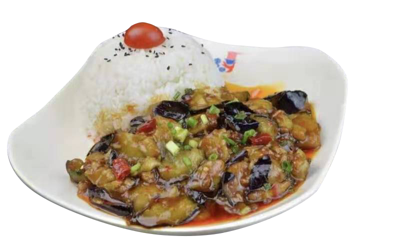 酱烧肉沫茄子饭