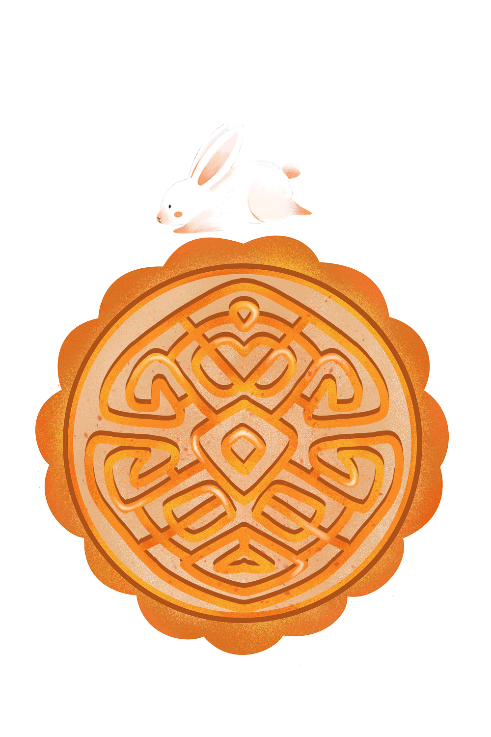 中秋节手绘玉兔月饼元素
