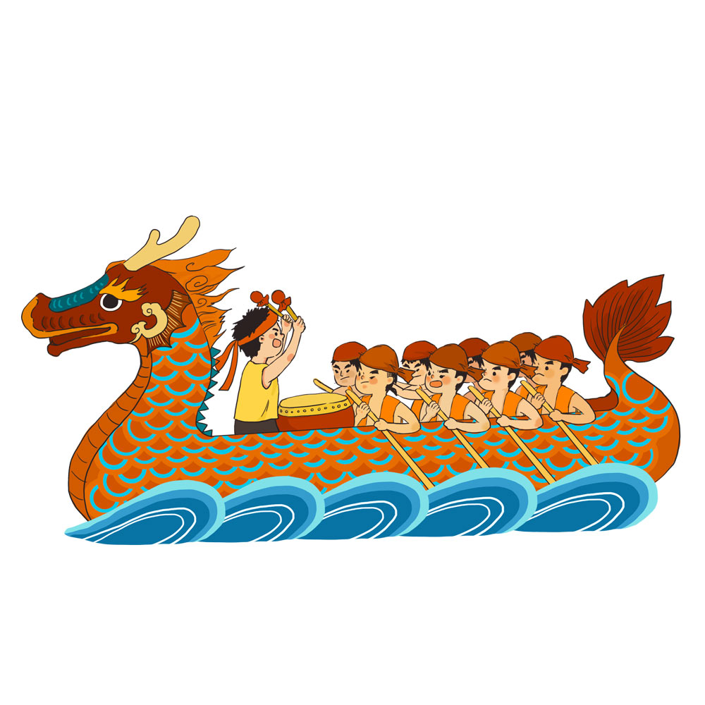 端午节习俗赛龙舟人物场景卡通图片