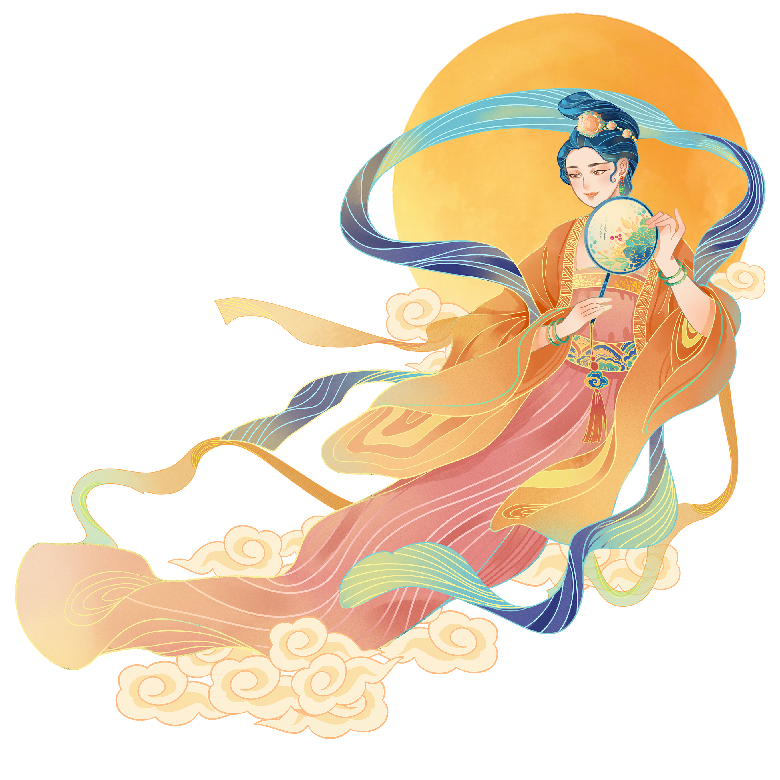 中秋节嫦娥奔月场景元素
