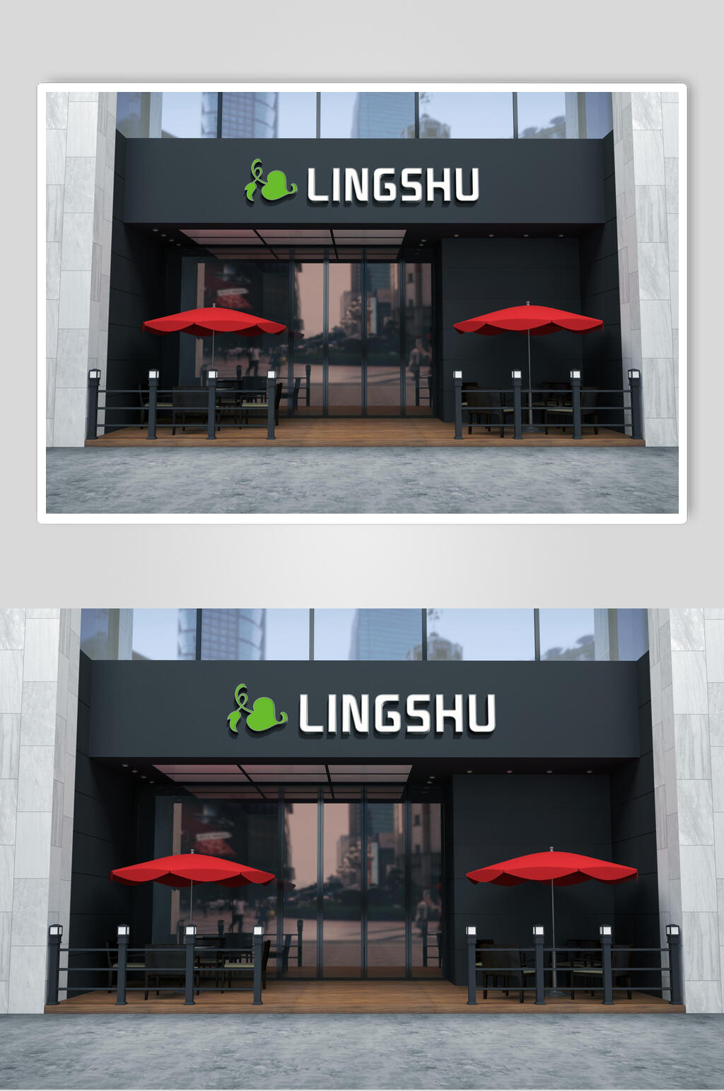 黑色简约门店招牌设计展示样机