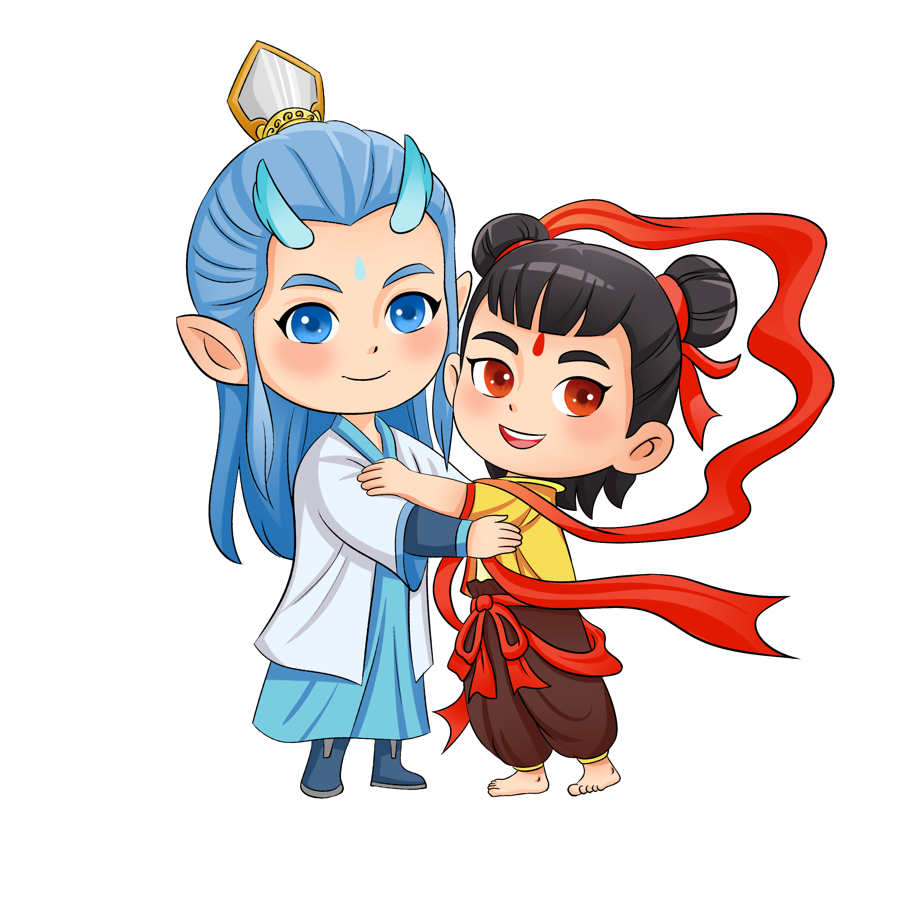 手绘哪吒人物造型图插画元素