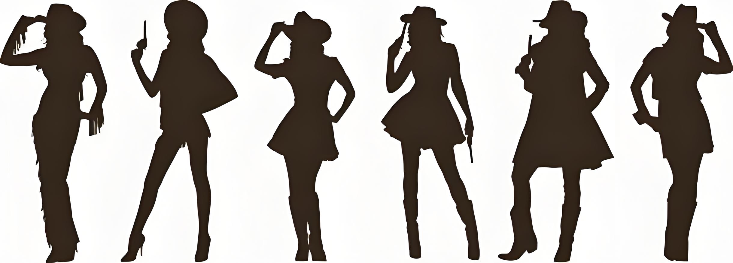 西部牛仔女郎剪影
