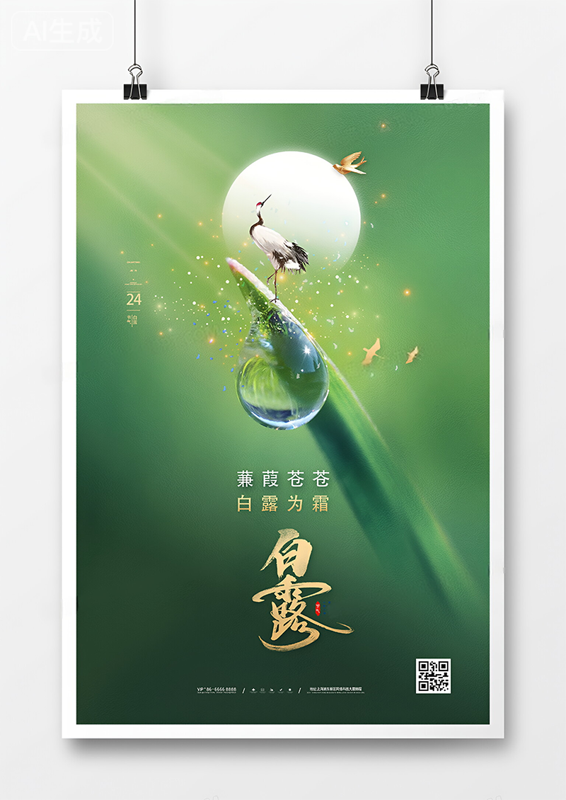 意境二十四节气白露创意海报设计