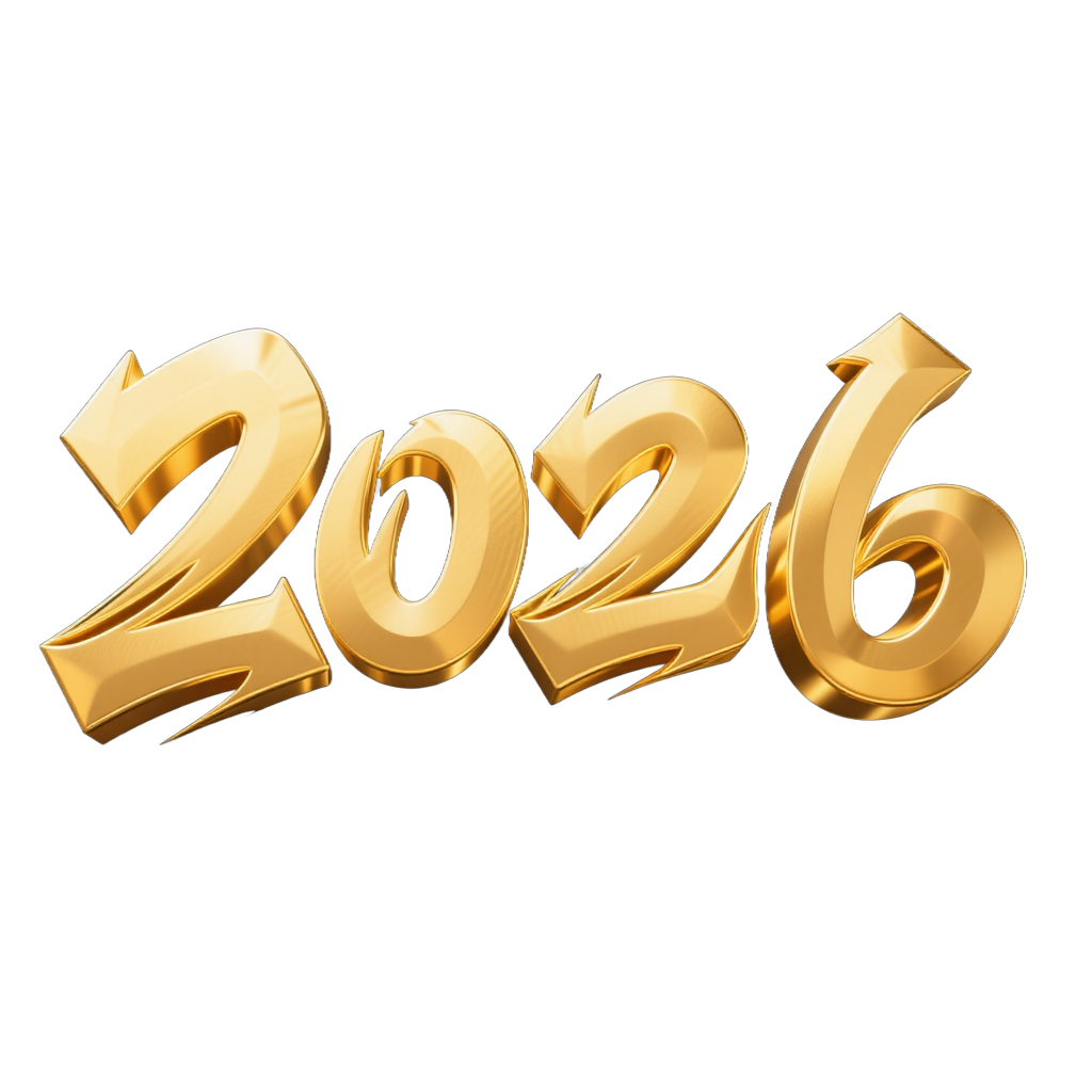 3D立体金色新年马年2026年免抠元素