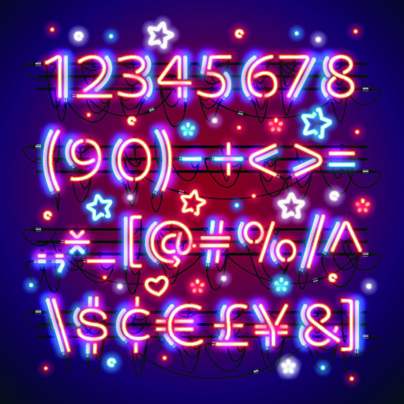 数字特殊符号霓虹灯效果
