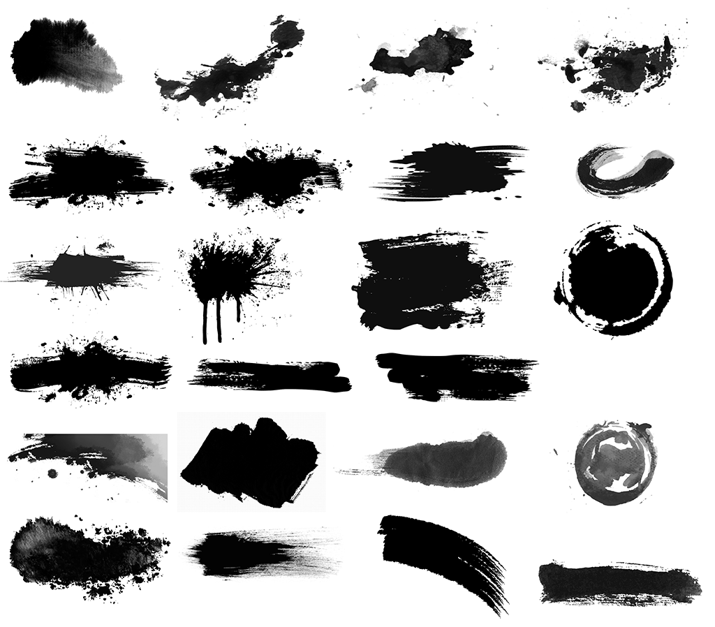  水彩黑色墨迹笔刷