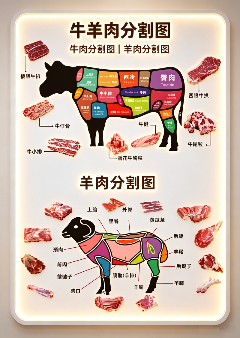 牛羊肉分割图展板图片[独家出品]
