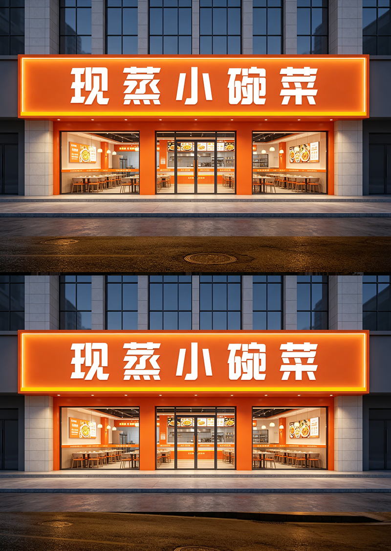 餐饮小碗菜快餐店门头
